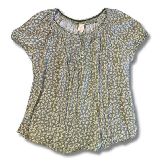 2xl women's sage green floral top plus size round neck - Picture 1 of 6